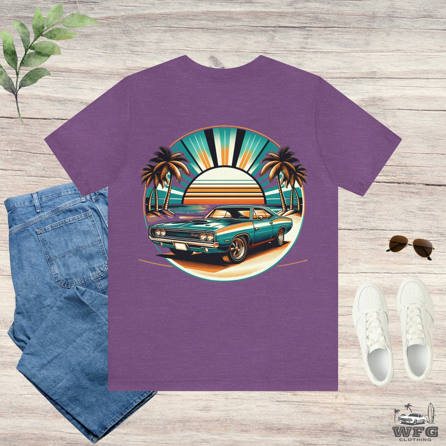 Cruisin' All Summer Long T-Shirt: Classic Muscle Car Retro Beach Ride Tee Surf Sunset Lifestyle