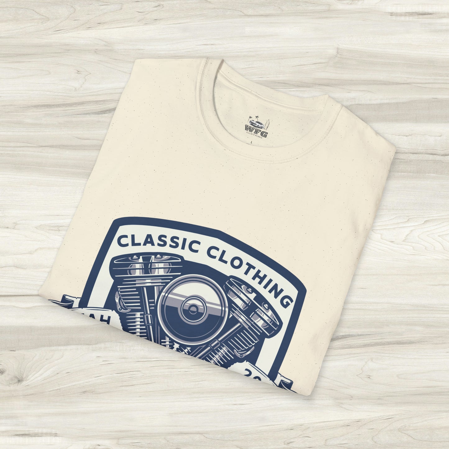 Classic V-Twin Engine Motorcycle T-Shirt - Retro Muscle Moto Vibes Tee - Vibrant Utah Shirt