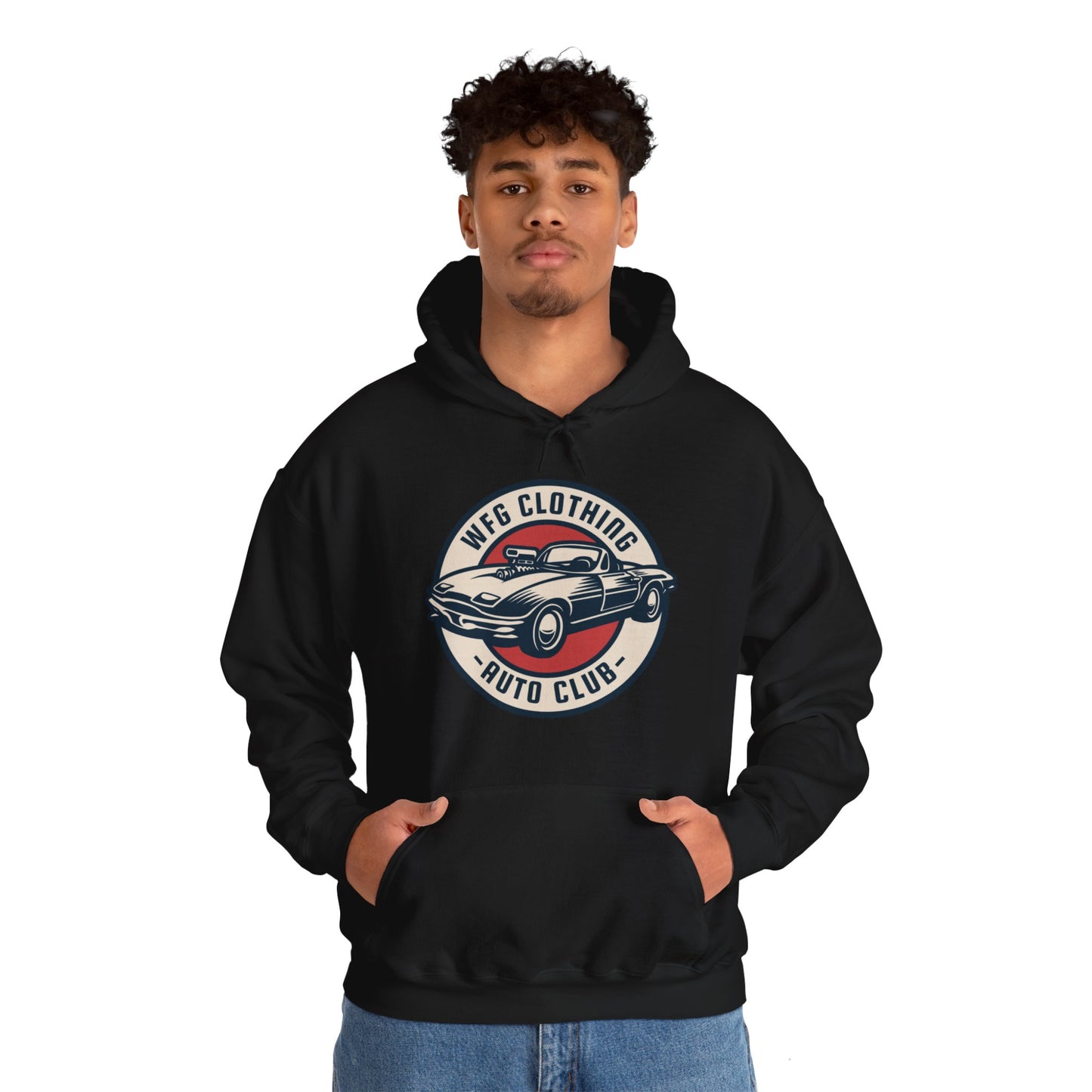 WFG Auto Club Custom Garage Graphic Hooded Sweatshirt Unisex Heavy Blend™ Hoodie  Multiple Colors Available