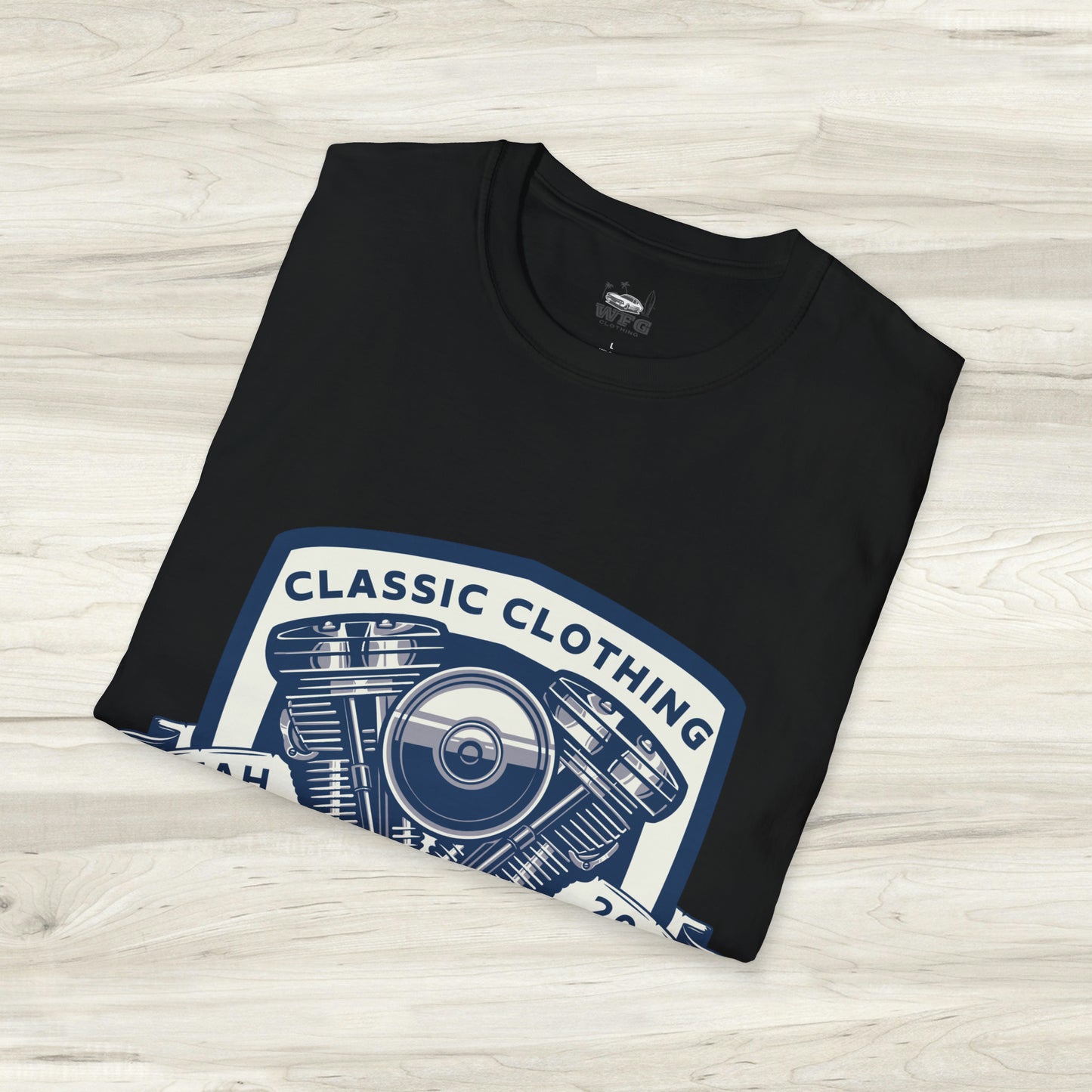 Classic V-Twin Engine Motorcycle T-Shirt - Retro Muscle Moto Vibes Tee - Vibrant Utah Shirt