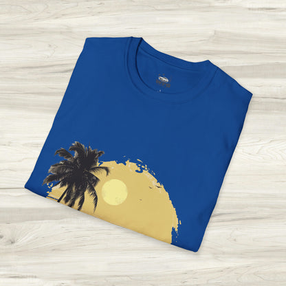 Chevelle SS Paradise Beach Island Travel Tee Classic American Muscle Car T-Shirt - Retro Surfer Summer Spring Shirt