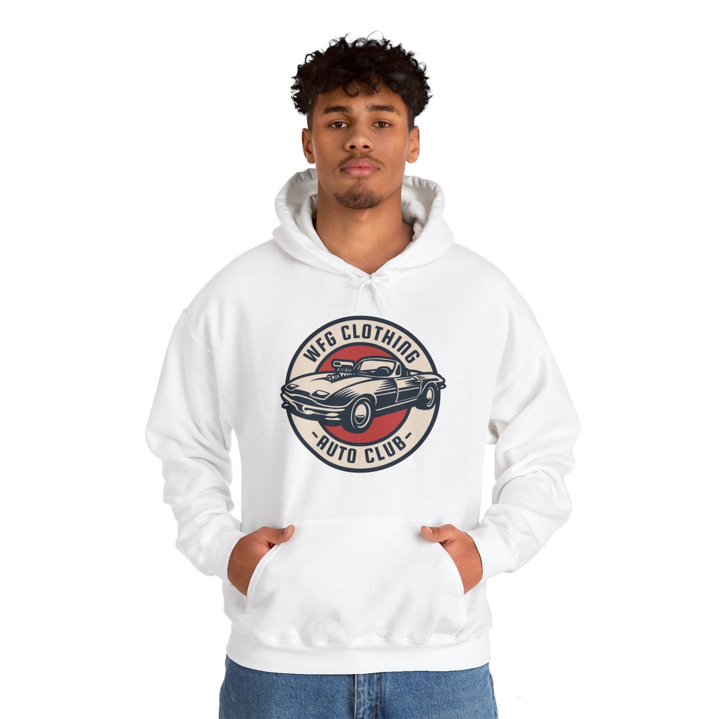 WFG Auto Club Custom Garage Graphic Hooded Sweatshirt Unisex Heavy Blend™ Hoodie  Multiple Colors Available