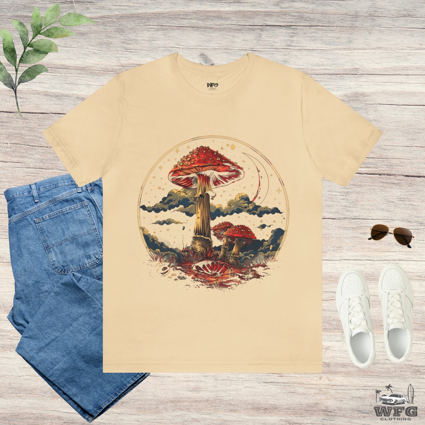 Mystical Cosmic Shroom Forest Universe T-Shirt, Fantacy Stars Dream Tee