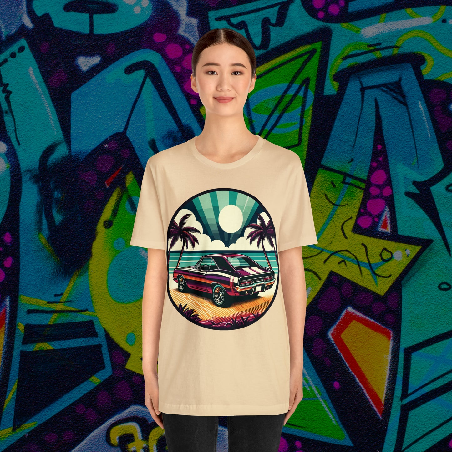 American Muscle Car Retro Roadster Revival: Beachfront Ride Multiple Colors Size Mens Womens Unisex