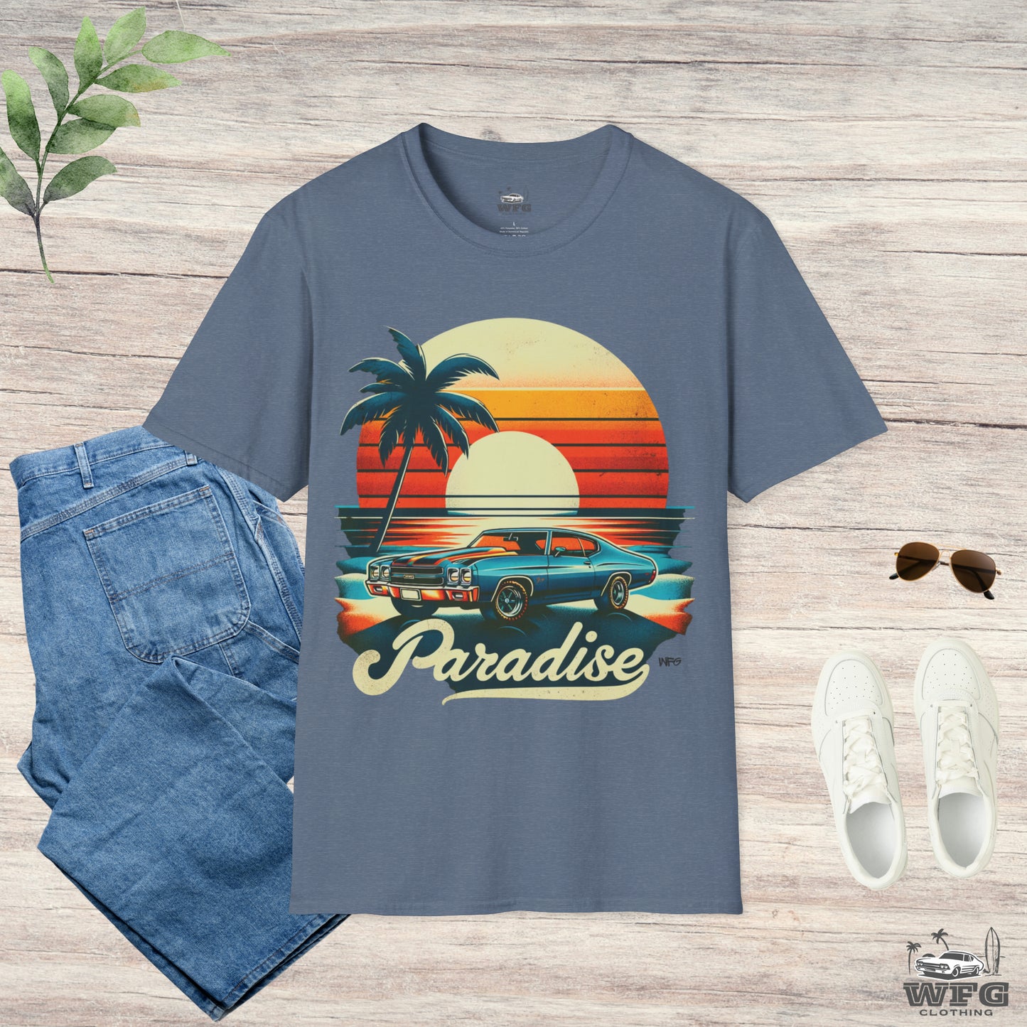 Chevelle Paradise 4 Classic American Muscle Car T-Shirt Beach Island Travel Tee Retro Surfer Summer Spring Shirt