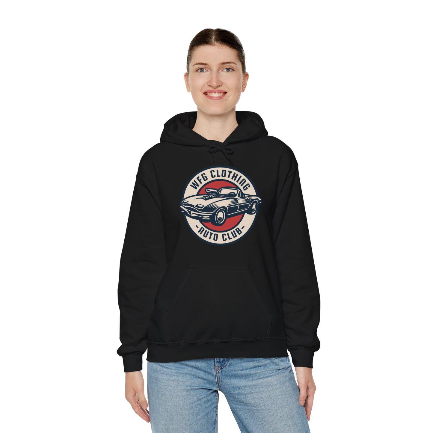 WFG Auto Club Custom Garage Graphic Hooded Sweatshirt Unisex Heavy Blend™ Hoodie  Multiple Colors Available