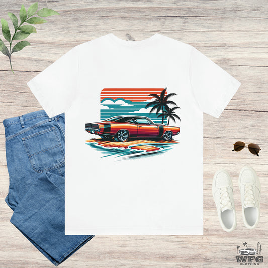 Vintage Muscle Power Tee: Sunset Beach Cruise