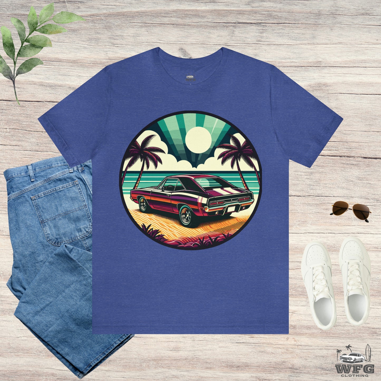 American Muscle Car Retro Roadster Revival: Beachfront Ride Multiple Colors Size Mens Womens Unisex