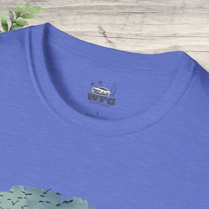 Remote Work Paradise T-Shirt - Wilderness Camper Van Sunset Tee - Digital Nomad Nature Office Shirt