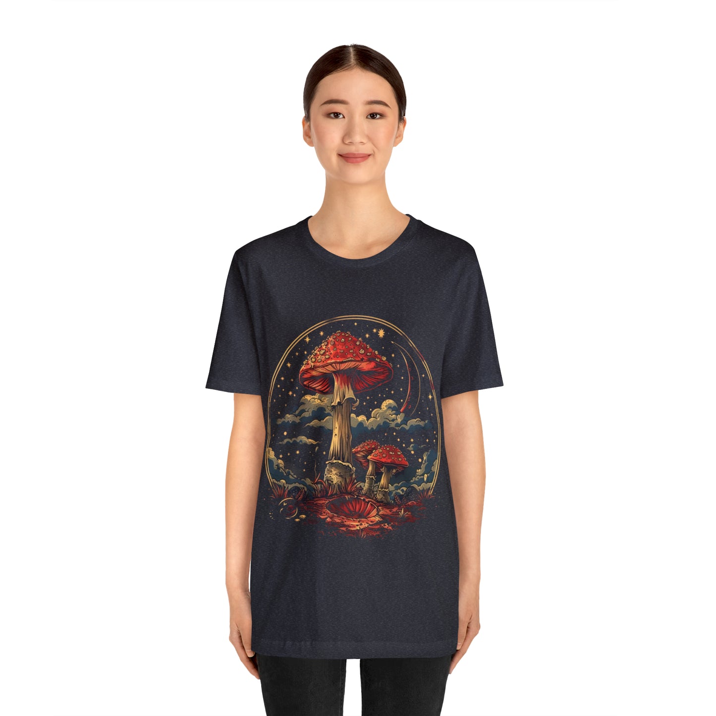 Mystical Cosmic Shroom Forest Universe T-Shirt, Fantacy Stars Dream Tee