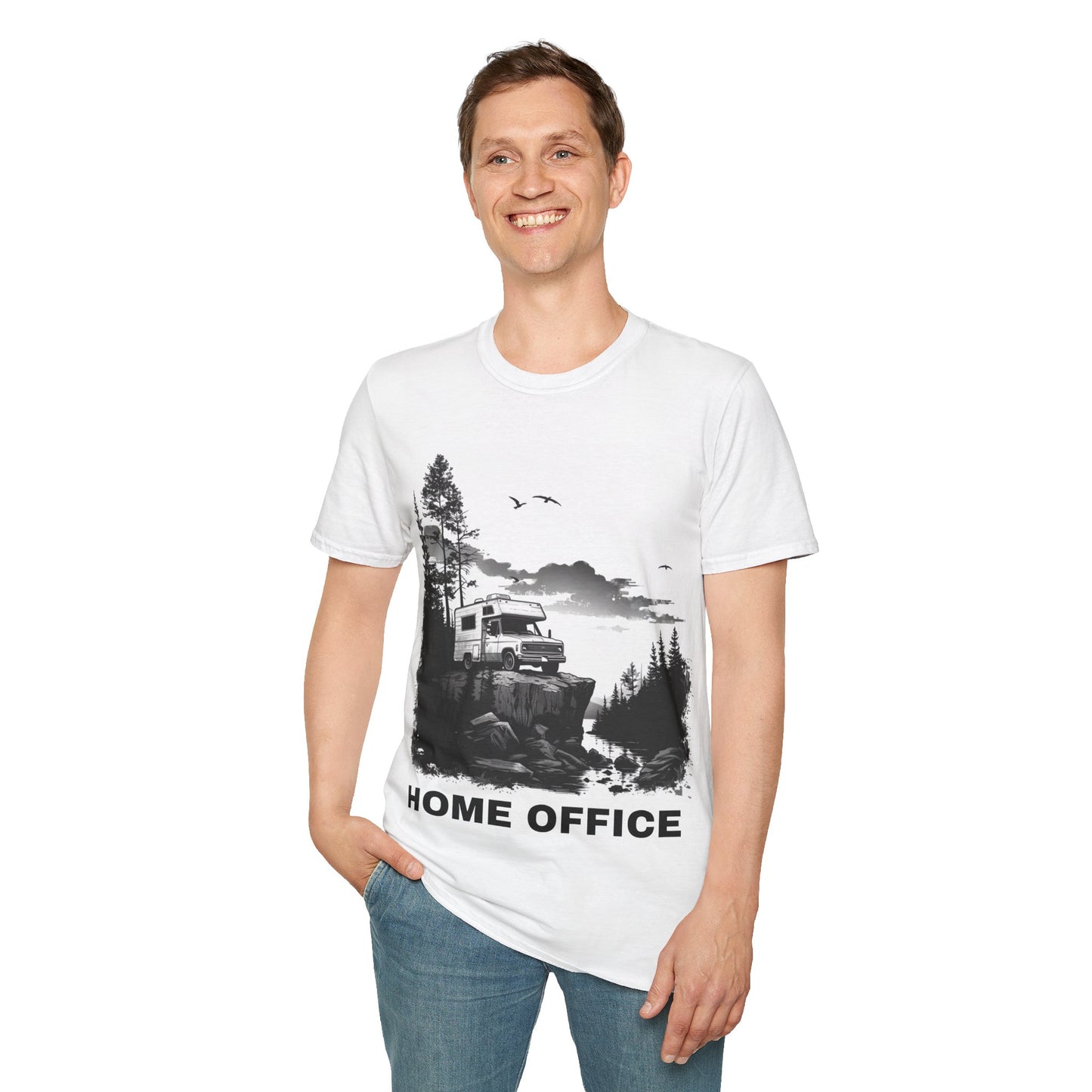 Home Office Van Life T-Shirt, Remote Work Enthusiast Tee, Nature Lover's Camping Shirt, Freelancer Outdoor Adventure Top