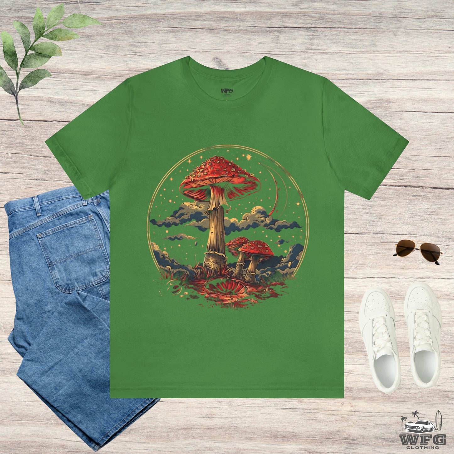 Mystical Cosmic Shroom Forest Universe T-Shirt, Fantacy Stars Dream Tee