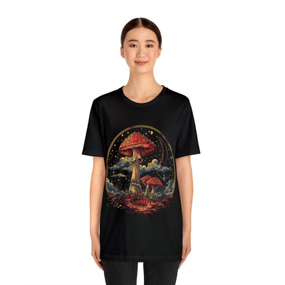 Mystical Cosmic Shroom Forest Universe T-Shirt, Fantacy Stars Dream Tee