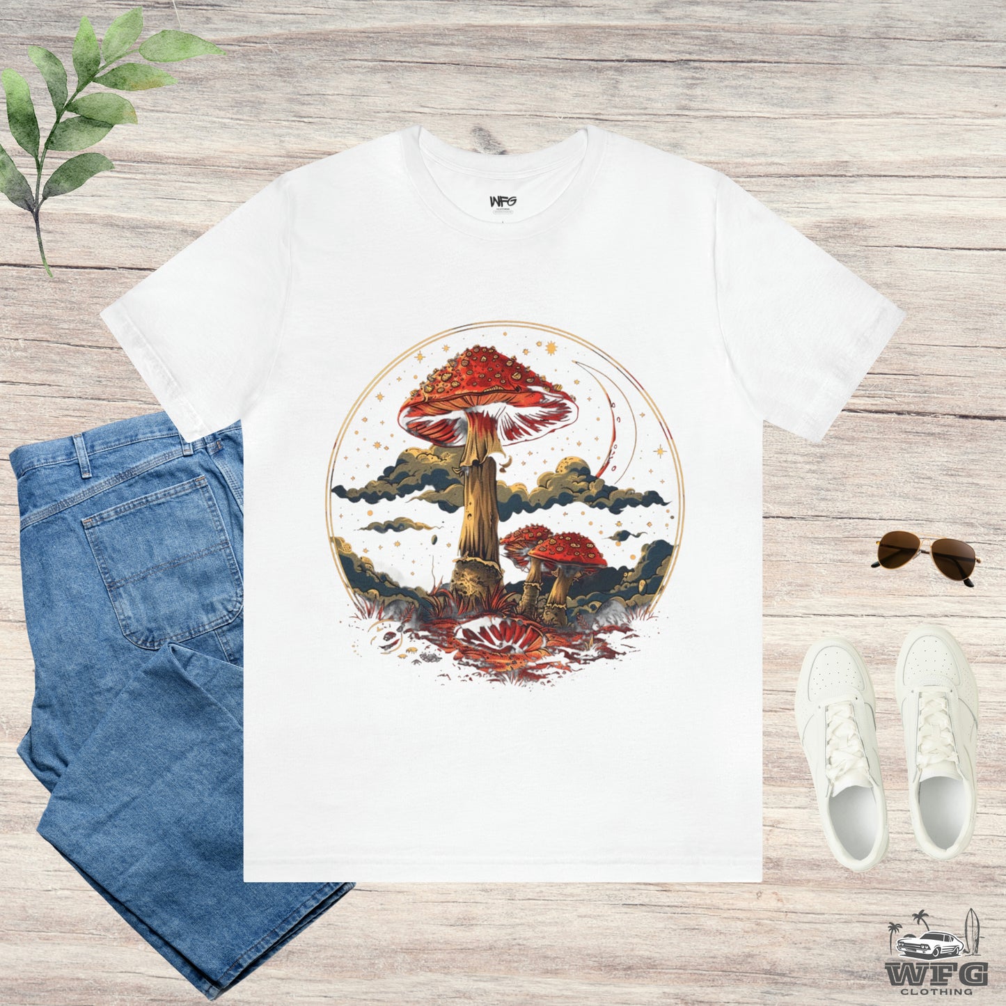 Mystical Cosmic Shroom Forest Universe T-Shirt, Fantacy Stars Dream Tee