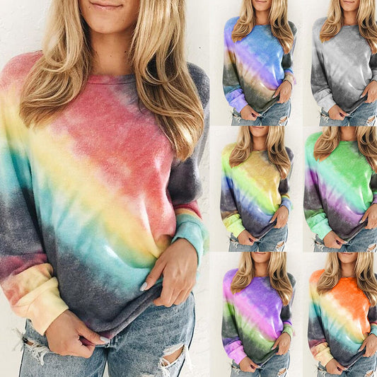 Cosmic Splash Tie Dye Casual Long Sleeve T-shirt for Women Multiple Styles